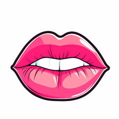 A cartoon of a mouth with pink lips