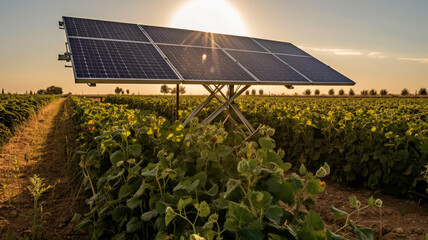 solar panels on a field, ai