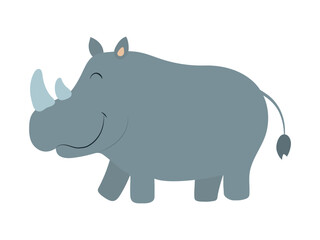 Obraz na płótnie Canvas Cute vector rhinoceros isolated on white background. Cartoon jungle animal. Funny rhino