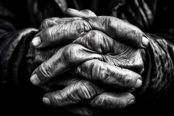  a persons hands detailed texture close-up, ai