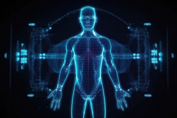Blue Clinical Virtual Reality Technology Backdrop Generative AI