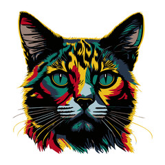 Rainbow black cat in pop art style Created with AI