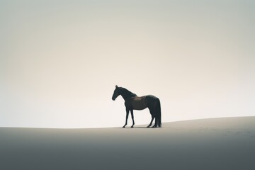 Minimalist silhouette of horse. Minimalist photography. Generative AI.