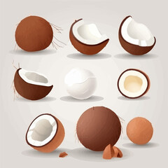 A pack of coconut graphics with a beach party theme