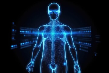 Blue Hospital Virtual Reality Technology Background Generative AI