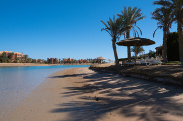 Beautiful beach area in El Gouna, Red Sea, Egypt, Africa