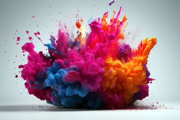 Colorful smoke explosion on white background. Digitally generated AI image