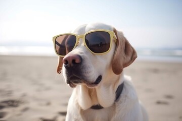 Naklejka na ściany i meble dog on the beach
