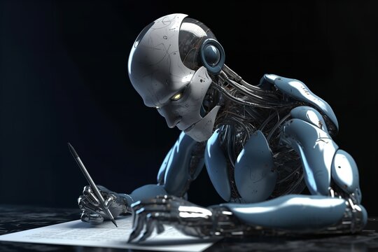 AI robot writing on a paper