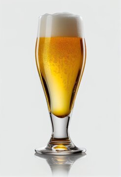 Pilsner glass of beer White Background