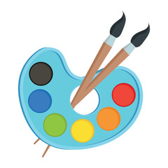 Fototapeta na wymiar Color, palette and paint brush, artist, icon flat , design 