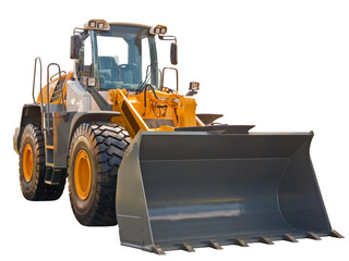Wheel front loader, front view - obrazy, fototapety, plakaty