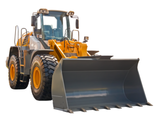 Wheel front loader, front view
