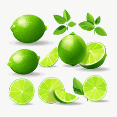Set of lime fruit vector icons for your designs