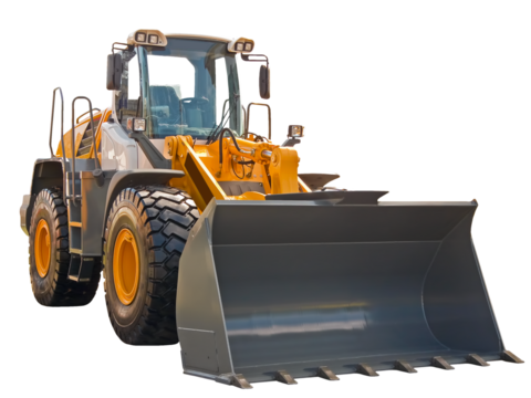 Wheel front loader, front view
