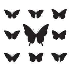 Сollection of butterflies. Silhouette butterflies for posters, greeting cards, invitations, web, etc.