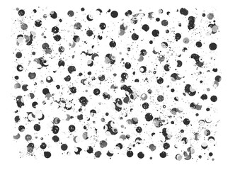 circles, planets and half-moons on transparent background, extracted, png file