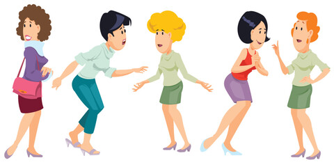 Set of Women and girls doing business. Illustration for internet and mobile website.