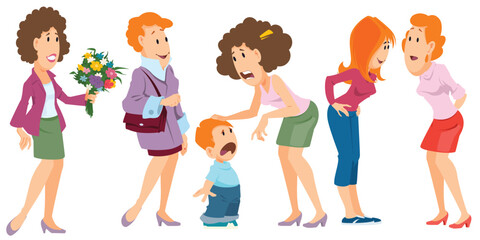 Set of Women and girls doing business. Illustration for internet and mobile website.