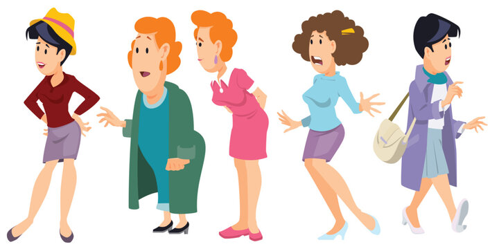 Set of Women and girls doing business. Illustration for internet and mobile website.