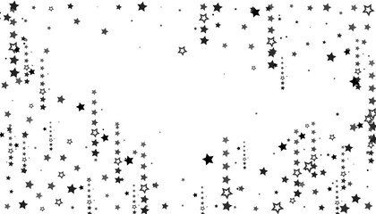Fototapeta premium Flying confetti stars. Black, white colours. Festive background. Black stars on white background. Design element. Vector illustration, eps 10.