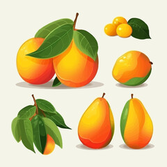 Vector illustration of a sliced mango with a vibrant color palette