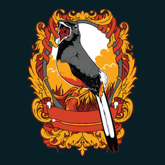 Trendy flat illustration with black toucan for any design. © yusof