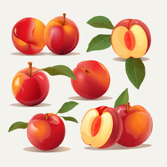 Obraz premium Vector illustration of a nectarine fruit with a realistic look and a wooden surface