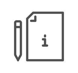 Info and help desk icon outline and linear vector.