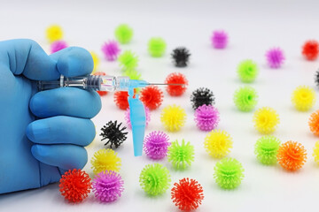 Concept of vaccine against the virus that causes COVID-19. 2023 coronavirus variants