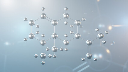 valencene molecular structure, 3d model molecule, sesquiterpene, structural chemical formula view from a microscope