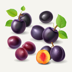 Create a mouth-watering pattern with this collection of plum vector graphics.