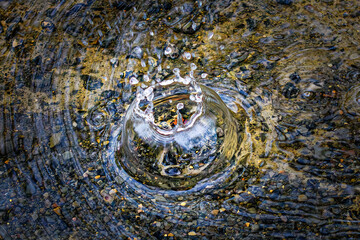I captured a drop of rain hitting a puddle in our yard during a thunderstorm in Windsor in Upstate...