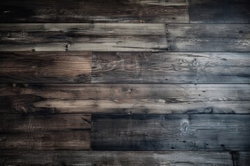 Grungy Grange: Distressed Dark Wood Pattern on Timeworn Timber Floor Wallpaper. Generative AI