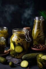 Organic Pickled Vegetables: Delicious Homemade Canned Pickles with Natural Spices. Generative AI
