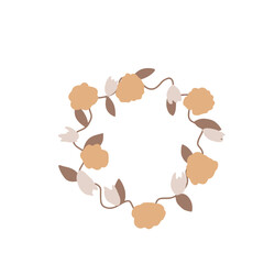 Simple Abstract hand drawn Botanical Nature flowers contemporary modern trendy vector Elements illustration. Wreath
