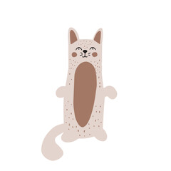 Cute hand drawn cat sitting and showing his belly. Vector illustration