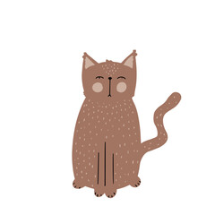 Cute hand drawn cat sitting. Vector illustration