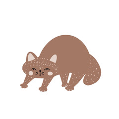 Cute hand drawn cat incredulous. Vector illustration.