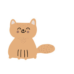 Cute hand drawn cat sitting. Vector illustration