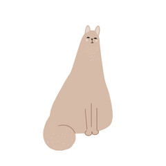 Cute hand drawn cat sitting. Vector illustration