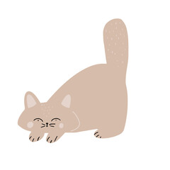 Cute hand drawn cat hiding vector illustration.