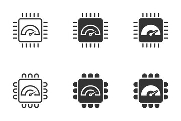 CPU performance and speed icon set. Vector illustration.