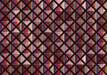 The gradient-based square pattern in brown and Rainbow color Square Gradient on Dark brown background is best for Print Design, Textile, Packaging Design, Web, Interior Design