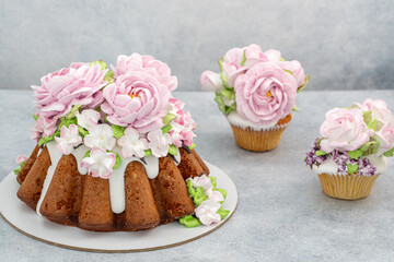 easter cake on a light background, close-up