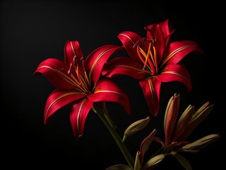 red lily on black