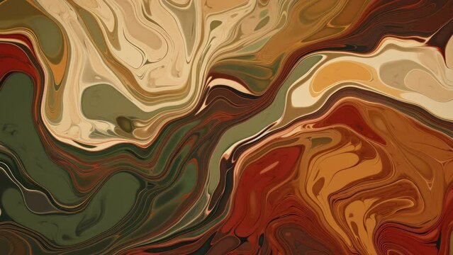 Abstract liquid background, colored fluid flow motion video with dissolving effect for business purpose with earth tone