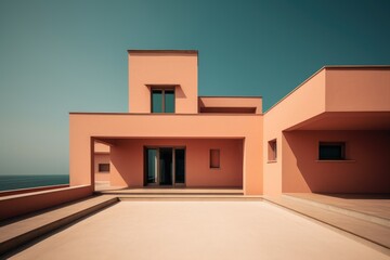 Modern house, european villa. Minimalist photography. Generative AI. Generative AI.