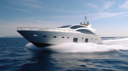 White modern futuristic superyacht. Generative AI