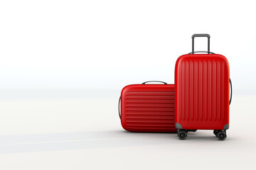 Red suitcases a adventure travel concept